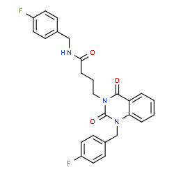 ChemSpider 2D Image | N-(4-Fluorobenzyl)-4-[1-(4-fluorobenzyl)-2,4-dioxo-1,4-dihydro-3(2H)-quinazolinyl]butanamide | C26H23F2N3O3