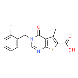 ChemSpider 2D Image | 3-(2-Fluorobenzyl)-5-methyl-4-oxo-3,4-dihydrothieno[2,3-d]pyrimidine-6-carboxylic acid | C15H11FN2O3S