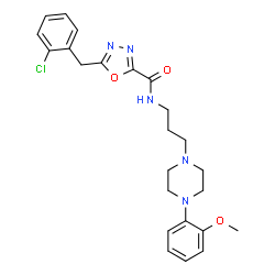 ChemSpider 2D Image | 5-(2-Chlorobenzyl)-N-{3-[4-(2-methoxyphenyl)-1-piperazinyl]propyl}-1,3,4-oxadiazole-2-carboxamide | C24H28ClN5O3
