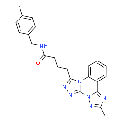 ChemSpider 2D Image | N-(4-Methylbenzyl)-4-(10-methylbis[1,2,4]triazolo[4,3-a:1',5'-c]quinazolin-3-yl)butanamide | C23H23N7O