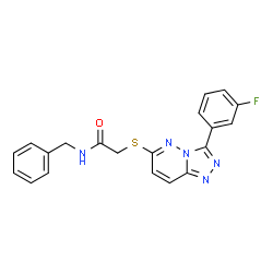 ChemSpider 2D Image | N-Benzyl-2-{[3-(3-fluorophenyl)[1,2,4]triazolo[4,3-b]pyridazin-6-yl]sulfanyl}acetamide | C20H16FN5OS