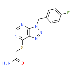 ChemSpider 2D Image | 2-{[3-(4-Fluorobenzyl)-3H-[1,2,3]triazolo[4,5-d]pyrimidin-7-yl]sulfanyl}acetamide | C13H11FN6OS