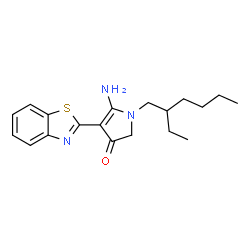 ChemSpider 2D Image | 5-Amino-4-(1,3-benzothiazol-2-yl)-1-(2-ethylhexyl)-1,2-dihydro-3H-pyrrol-3-one | C19H25N3OS