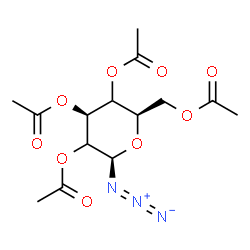ChemSpider 2D Image | (2R,4S,6R)-2-(Acetoxymethyl)-6-azidotetrahydro-2H-pyran-3,4,5-triyl triacetate (non-preferred name) | C14H19N3O9