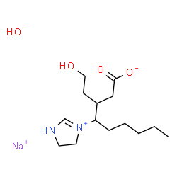 ChemSpider 2D Image | Sodium hydroxide - 4-(4,5-dihydro-1H-imidazol-3-ium-3-yl)-3-(2-hydroxyethyl)nonanoate (1:1:1) | C14H27N2NaO4