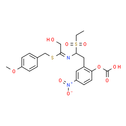 ChemSpider 2D Image | 4-Methoxybenzyl (1E)-N-{2-[2-(carboxyoxy)-5-nitrophenyl]-1-(ethylsulfonyl)ethyl}-2-hydroxyethanimidothioate | C21H24N2O9S2