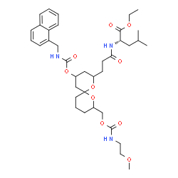 ChemSpider 2D Image | Ethyl N-{3-[8-({[(2-methoxyethyl)carbamoyl]oxy}methyl)-4-{[(1-naphthylmethyl)carbamoyl]oxy}-1,7-dioxaspiro[5.5]undec-2-yl]propanoyl}-L-leucinate | C37H53N3O10