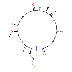 ChemSpider 2D Image | (3S,9R,13S,19R,20S)-20-Methoxy-9,13,19-trimethyl-3-[2-(methylsulfanyl)ethyl]-1,11-dioxa-4,14-diazacyclohenicosa-7,17-diene-2,5,12,15-tetrone | C24H38N2O7S
