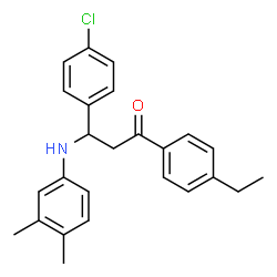 ChemSpider 2D Image | 3-(4-Chlorophenyl)-3-[(3,4-dimethylphenyl)amino]-1-(4-ethylphenyl)-1-propanone | C25H26ClNO