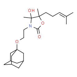 ChemSpider 2D Image | 3-[2-(Adamantan-1-yloxy)-ethyl]-4-hydroxy-4,5-dimethyl-5-(4-methyl-pent-3-enyl)-oxazolidin-2-one | C23H37NO4