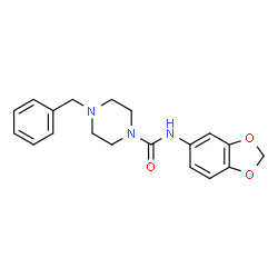 ChemSpider 2D Image | N-(1,3-Benzodioxol-5-yl)-4-benzyl-1-piperazinecarboxamide  | C19H21N3O3