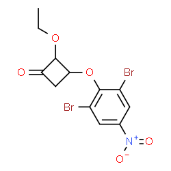 ChemSpider 2D Image | 3-(2,6-Dibromo-4-nitrophenoxy)-2-ethoxycyclobutanone | C12H11Br2NO5