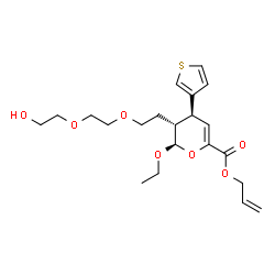 ChemSpider 2D Image | Allyl (2R,3R,4S)-2-ethoxy-3-{2-[2-(2-hydroxyethoxy)ethoxy]ethyl}-4-(3-thienyl)-3,4-dihydro-2H-pyran-6-carboxylate | C21H30O7S