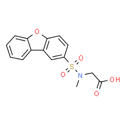ChemSpider 2D Image | N-(Dibenzo[b,d]furan-2-ylsulfonyl)-N-methylglycine | C15H13NO5S