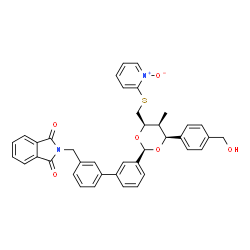 ChemSpider 2D Image | 2-({3'-[(2R,4S,5S,6R)-4-[4-(Hydroxymethyl)phenyl]-5-methyl-6-{[(1-oxido-2-pyridinyl)sulfanyl]methyl}-1,3-dioxan-2-yl]-3-biphenylyl}methyl)-1H-isoindole-1,3(2H)-dione | C39H34N2O6S
