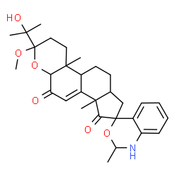 ChemSpider 2D Image | 2'-(2-Hydroxy-2-propanyl)-2'-methoxy-2,4a',9a'-trimethyl-1,2,3',4',4a',5',6',6a',9a',11a'-decahydro-2'H-spiro[3,1-benzoxazine-4,8'-indeno[5,4-f]chromene]-9',11'(4b'H,7'H)-dione | C30H39NO6