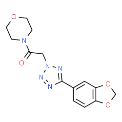ChemSpider 2D Image | 2-(5-Benzo[1,3]dioxol-5-yl-tetrazol-2-yl)-1-morpholin-4-yl-ethanone | C14H15N5O4