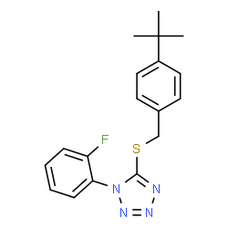 ChemSpider 2D Image | Tetrazole, 1-(2-fluorophenyl)-5-[4-(1,1-dimethylethyl)benzylthio]- | C18H19FN4S