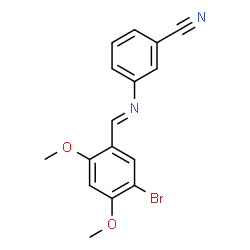 ChemSpider 2D Image | 3-[(E)-(5-Bromo-2,4-dimethoxybenzylidene)amino]benzonitrile | C16H13BrN2O2