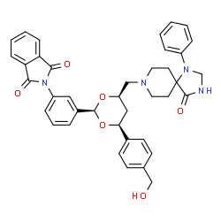 ChemSpider 2D Image | 2-(3-{(2R,4S,6R)-4-[4-(Hydroxymethyl)phenyl]-6-[(4-oxo-1-phenyl-1,3,8-triazaspiro[4.5]dec-8-yl)methyl]-1,3-dioxan-2-yl}phenyl)-1H-isoindole-1,3(2H)-dione | C39H38N4O6