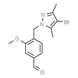 ChemSpider 2D Image | 4-[(4-bromo-3,5-dimethylpyrazol-1-yl)methyl]-3-methoxybenzaldehyde | C14H15BrN2O2