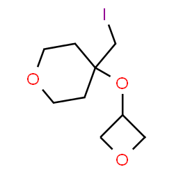 ChemSpider 2D Image | 4-(Iodomethyl)-4-(3-oxetanyloxy)tetrahydro-2H-pyran | C9H15IO3