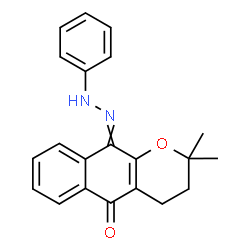 ChemSpider 2D Image | 2,2-Dimethyl-10-(phenylhydrazono)-2,3,4,10-tetrahydro-5H-benzo[g]chromen-5-one | C21H20N2O2