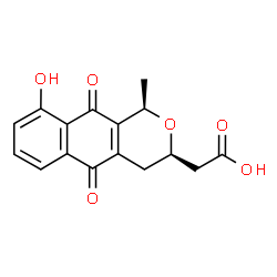 ChemSpider 2D Image | [(1R,3R)-9-Hydroxy-1-methyl-5,10-dioxo-3,4,5,10-tetrahydro-1H-benzo[g]isochromen-3-yl]acetic acid | C16H14O6