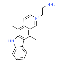 ChemSpider 2D Image | 2-(2-Aminoethyl)-5,11-dimethyl-6H-pyrido[4,3-b]carbazol-2-ium | C19H20N3