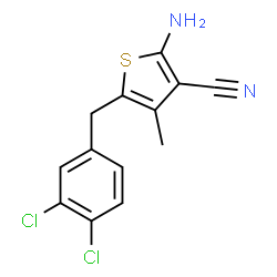 ChemSpider 2D Image | 2-Amino-5-[3,4-dichlorobenzyl]-3-cyano-4-methylthiophene | C13H10Cl2N2S