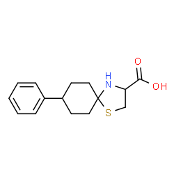ChemSpider 2D Image | 8-Phenyl-1-thia-4-azaspiro[4.5]decane-3-carboxylic acid | C15H19NO2S