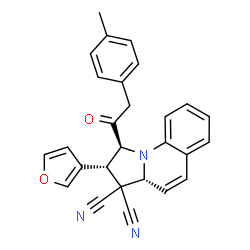 ChemSpider 2D Image | (1S,2R,3aR)-2-(3-Furyl)-1-[(4-methylphenyl)acetyl]-1,2-dihydropyrrolo[1,2-a]quinoline-3,3(3aH)-dicarbonitrile | C27H21N3O2