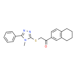ChemSpider 2D Image | 2-[(4-Methyl-5-phenyl-4H-1,2,4-triazol-3-yl)sulfanyl]-1-(5,6,7,8-tetrahydro-2-naphthalenyl)ethanone | C21H21N3OS