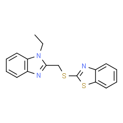 ChemSpider 2D Image | Benzothiazole, 2-(1-ethyl-2-benzimidazolylmethylthio)- | C17H15N3S2