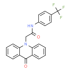 ChemSpider 2D Image | 2-(9-Oxo-10(9H)-acridinyl)-N-[4-(trifluoromethyl)phenyl]acetamide | C22H15F3N2O2