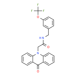 ChemSpider 2D Image | 2-(9-Oxo-10(9H)-acridinyl)-N-[3-(trifluoromethoxy)benzyl]acetamide | C23H17F3N2O3