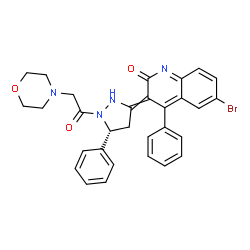 ChemSpider 2D Image | 6-Bromo-3-[(5R)-1-(4-morpholinylacetyl)-5-phenyl-3-pyrazolidinylidene]-4-phenyl-2(3H)-quinolinone | C30H27BrN4O3