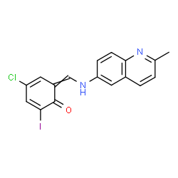 ChemSpider 2D Image | 4-Chloro-2-iodo-6-{[(2-methyl-6-quinolinyl)amino]methylene}-2,4-cyclohexadien-1-one | C17H12ClIN2O