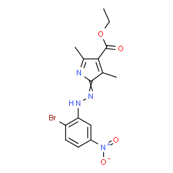 ChemSpider 2D Image | Ethyl 2-[(2-bromo-5-nitrophenyl)hydrazono]-3,5-dimethyl-2H-pyrrole-4-carboxylate | C15H15BrN4O4