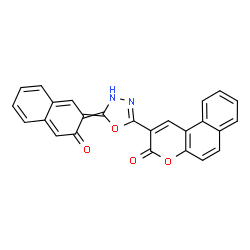 ChemSpider 2D Image | 2-[5-(3-Oxo-2(3H)-naphthalenylidene)-4,5-dihydro-1,3,4-oxadiazol-2-yl]-3H-benzo[f]chromen-3-one | C25H14N2O4