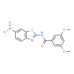 ChemSpider 2D Image | 3,5-Dimethoxy-N-(6-nitro-1,3-benzothiazol-2-yl)benzamide | C16H13N3O5S