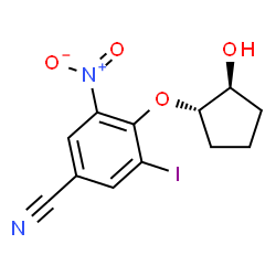 ChemSpider 2D Image | 4-{[(1S,2S)-2-Hydroxycyclopentyl]oxy}-3-iodo-5-nitrobenzonitrile | C12H11IN2O4