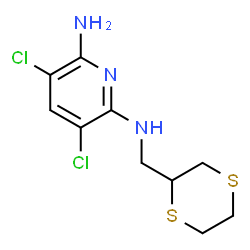 ChemSpider 2D Image | 3,5-Dichloro-N-(1,4-dithian-2-ylmethyl)-2,6-pyridinediamine | C10H13Cl2N3S2