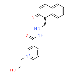 ChemSpider 2D Image | 1-(2-Hydroxyethyl)-3-({2-[(2-oxo-1(2H)-naphthalenylidene)methyl]hydrazino}carbonyl)pyridinium | C19H18N3O3