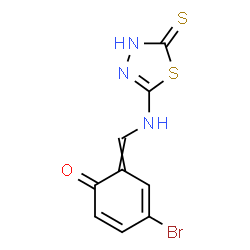 ChemSpider 2D Image | 4-Bromo-6-{[(5-thioxo-4,5-dihydro-1,3,4-thiadiazol-2-yl)amino]methylene}-2,4-cyclohexadien-1-one | C9H6BrN3OS2
