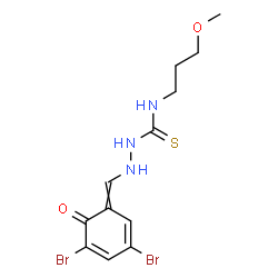 ChemSpider 2D Image | 2-[(3,5-Dibromo-6-oxo-2,4-cyclohexadien-1-ylidene)methyl]-N-(3-methoxypropyl)hydrazinecarbothioamide | C12H15Br2N3O2S