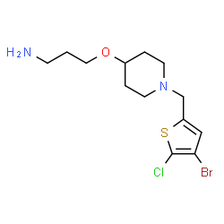 ChemSpider 2D Image | 3-({1-[(4-Bromo-5-chloro-2-thienyl)methyl]-4-piperidinyl}oxy)-1-propanamine | C13H20BrClN2OS