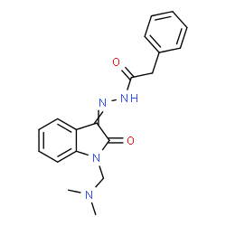 ChemSpider 2D Image | N'-{1-[(Dimethylamino)methyl]-2-oxo-1,2-dihydro-3H-indol-3-ylidene}-2-phenylacetohydrazide | C19H20N4O2