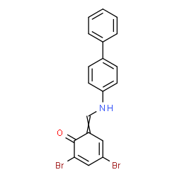 ChemSpider 2D Image | 6-[(4-Biphenylylamino)methylene]-2,4-dibromo-2,4-cyclohexadien-1-one | C19H13Br2NO