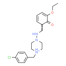 ChemSpider 2D Image | 1-(4-Chlorobenzyl)-4-{[(5-ethoxy-6-oxo-2,4-cyclohexadien-1-ylidene)methyl]amino}piperazin-1-ium | C20H25ClN3O2